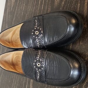 Brioso Frisco Black Lizard Embossed Leather Loafers 8M